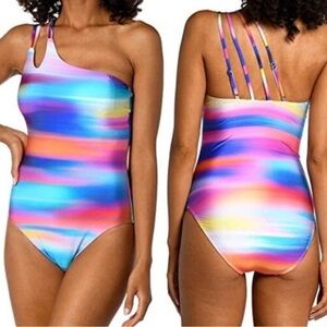 La Blanca Sunset Shores Multicolor One Piece Swimsuit Women’s 16 Strappy
